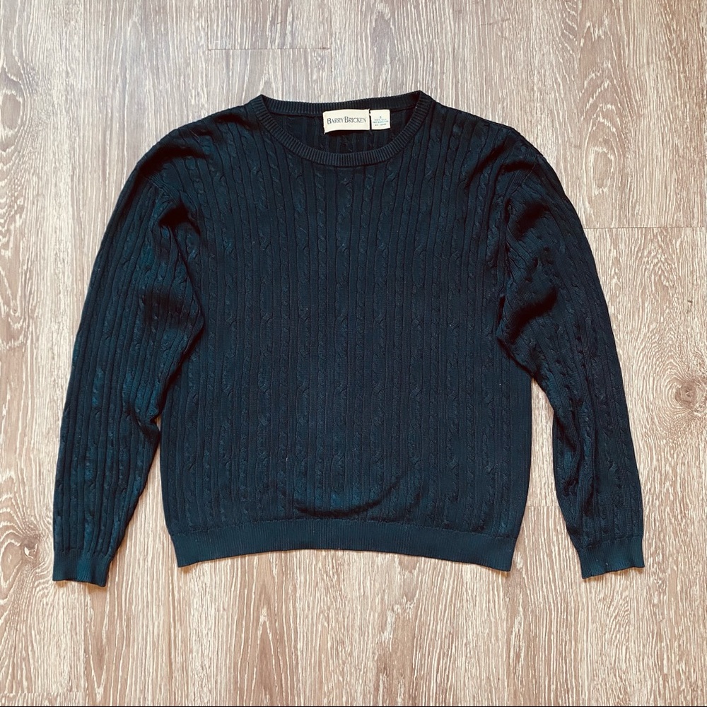 Barry Bricken 100% silk black cable knit sweater